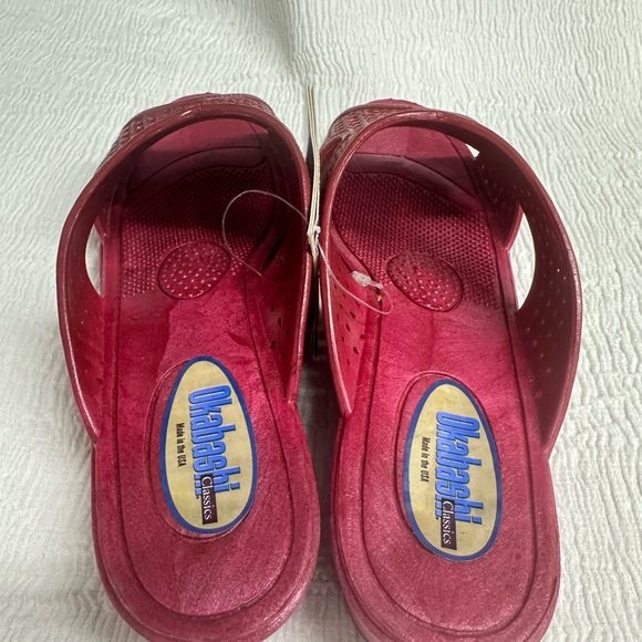 Vintage 1980s Okabashi Red Rose Slip on Jelly Sandals built in foot therapy - Picture 7 of 10